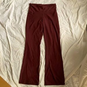 Dark red bootcut power soft athletic leggings with POCKETS